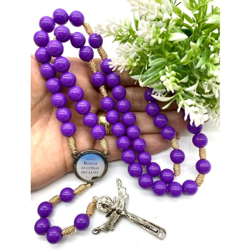 Cod: 2963 - Terço Padre Léo - Roxo - Resina